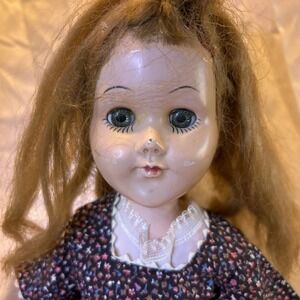 Vintage 14" 1950s Plastic Molded Arts Company LIC New York red white  Dress Doll